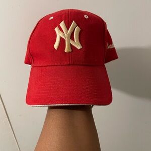 New Era Red Cap with Cream NY Logo